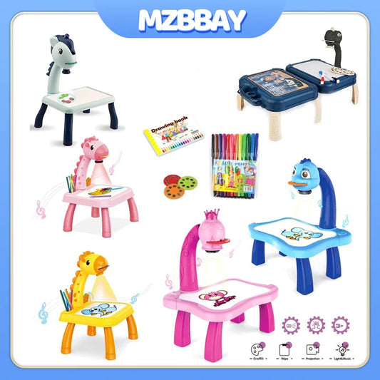 Kids LED Projector Drawing Table Toys Art Painting Desk Educational Learning Toys Cultivate Kids