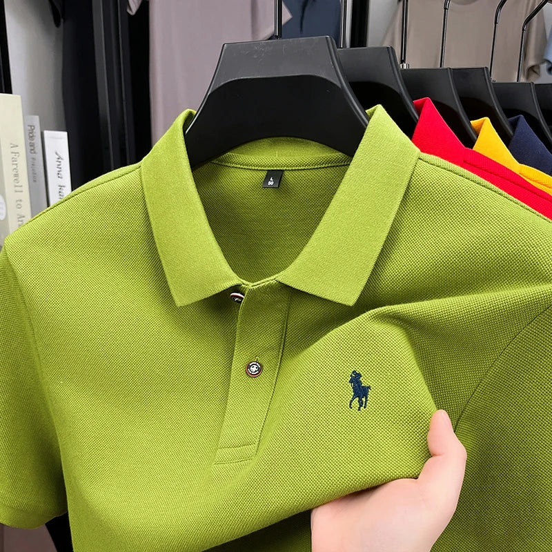 Luxury Men's Polo Shirt Lapel Horse Embroid Short Sleeve 100Cotton T-Shirt British Fashion Summer