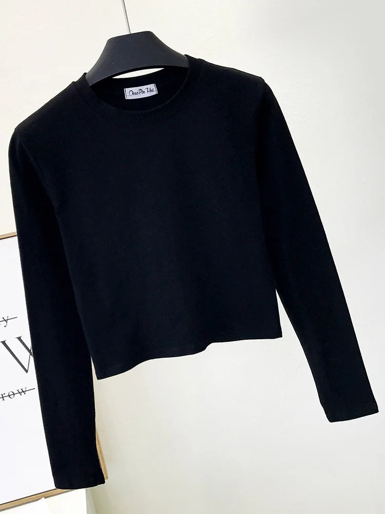 Women's Clothing O-Neck Long Sleeve Navel Autumn Base Women's Clothing Fashion