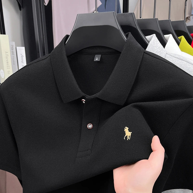 Luxury Men's Polo Shirt Lapel Horse Embroid Short Sleeve 100Cotton T-Shirt British Fashion Summer
