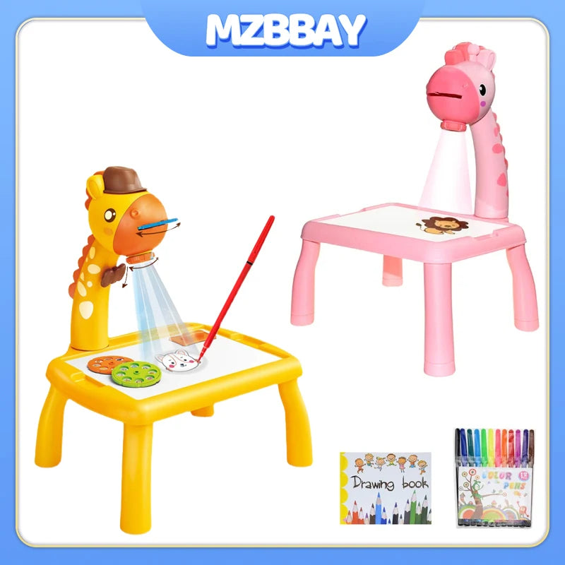 Kids LED Projector Drawing Table Toys Art Painting Desk Educational Learning Toys Cultivate Kids
