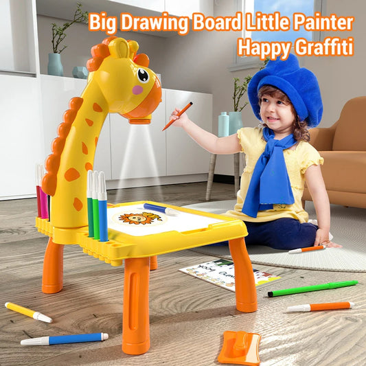 Kids LED Projector Drawing Table Toys Art Painting Desk Educational Learning Toys Cultivate Kids