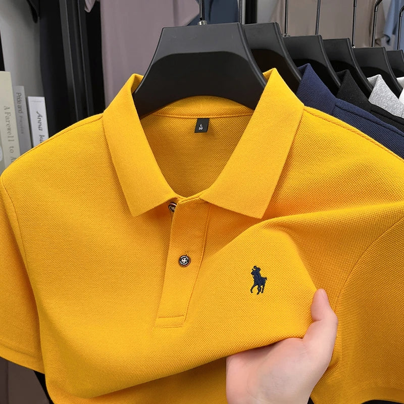 Luxury Men's Polo Shirt Lapel Horse Embroid Short Sleeve 100Cotton T-Shirt British Fashion Summer