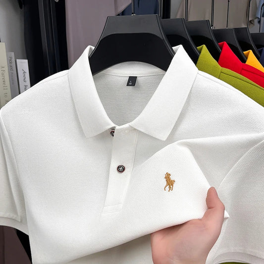 Luxury Men's Polo Shirt Lapel Horse Embroid Short Sleeve 100Cotton T-Shirt British Fashion Summer