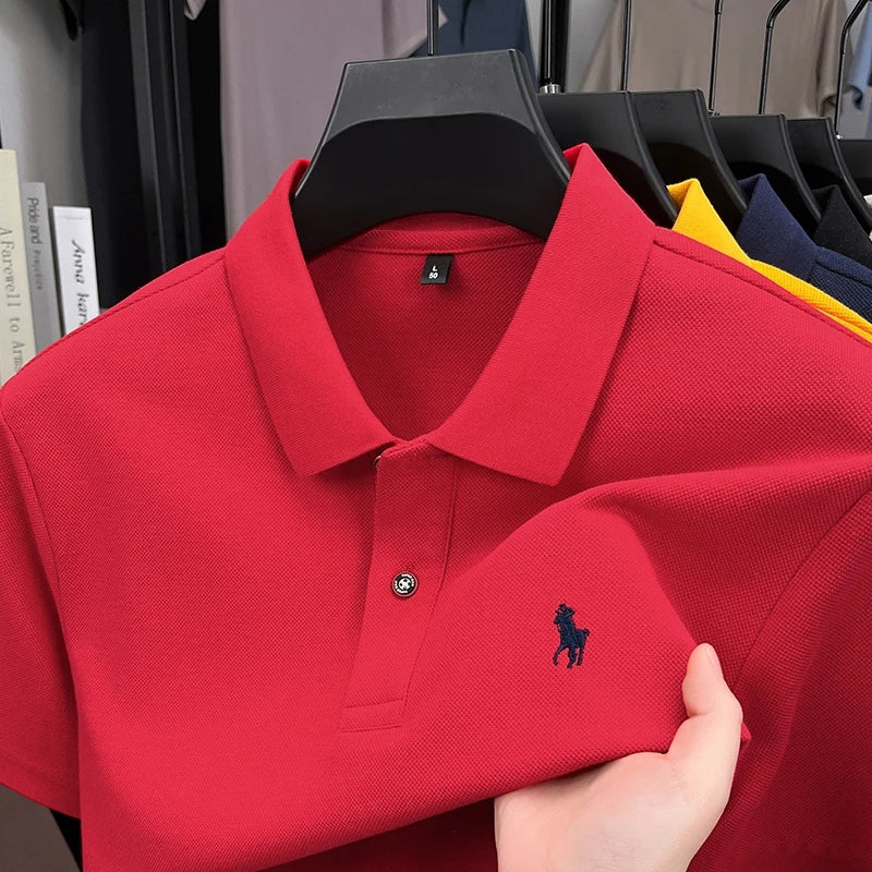 Luxury Men's Polo Shirt Lapel Horse Embroid Short Sleeve 100Cotton T-Shirt British Fashion Summer