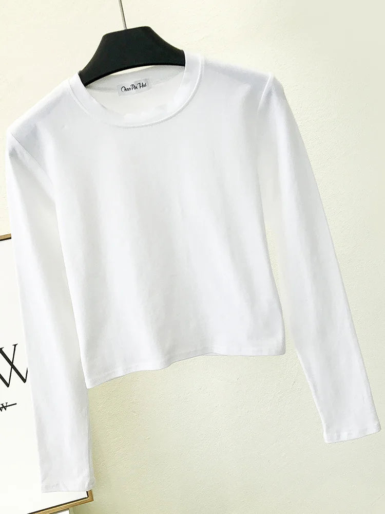 Women's Clothing O-Neck Long Sleeve Navel Autumn Base Women's Clothing Fashion