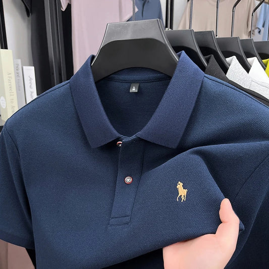 Luxury Men's Polo Shirt Lapel Horse Embroid Short Sleeve 100Cotton T-Shirt British Fashion Summer