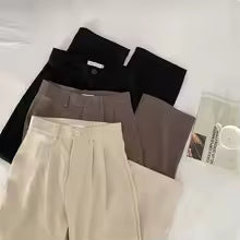 High Waist Women Suit Pants Fall Straight Office Ladies Korean Fashion Trousers Casual Button Loose Female
