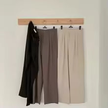 High Waist Women Suit Pants Fall Straight Office Ladies Korean Fashion Trousers Casual Button Loose Female